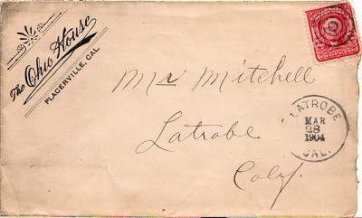 Envelope postmarked (received) Latrobe - 1904