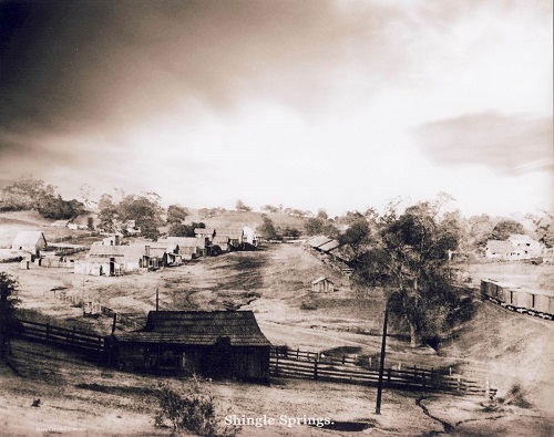 Shingle Springs looking west. Courtesy of Steve Crandell, Photo Restoration.