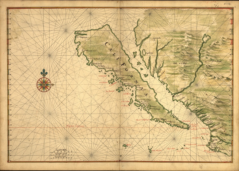 1650 Map showing California as an island.