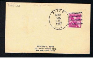 Bijou Postmark. Last Day.