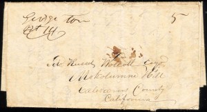 Georgetown 1851, folded letter to Mokelumne Hill.